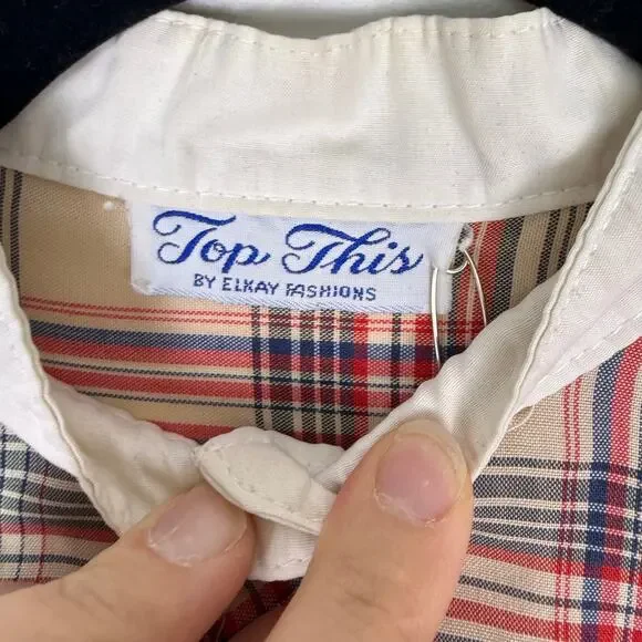 VINTAGE 80S plaid short sleeve shirt size Medium - Picture 5 of 6